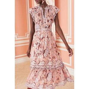 Ulla Johnson Pink Floral Midi Dress
